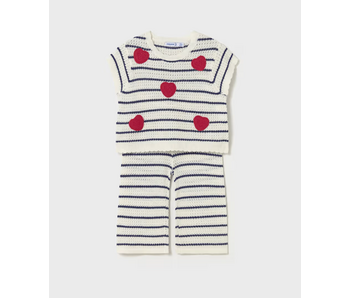 Knit Pants with Heart Top Set - Natural