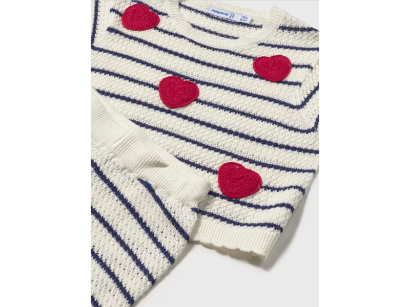 Mayoral Knit Pants with Heart Top Set - Natural