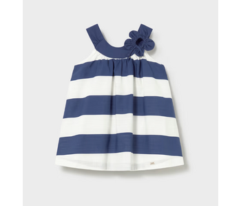 Flower Stripe Dress - Porcelain