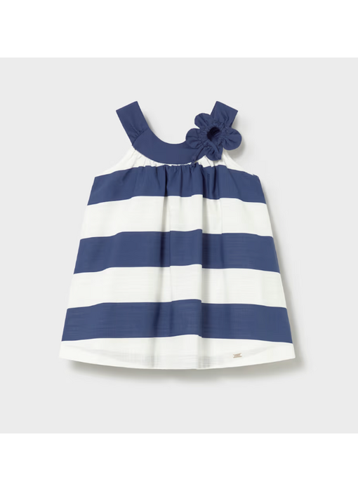 Flower Stripe Dress - Porcelain