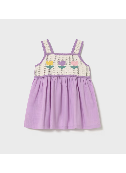 Crochet Floral Dress - Lilac