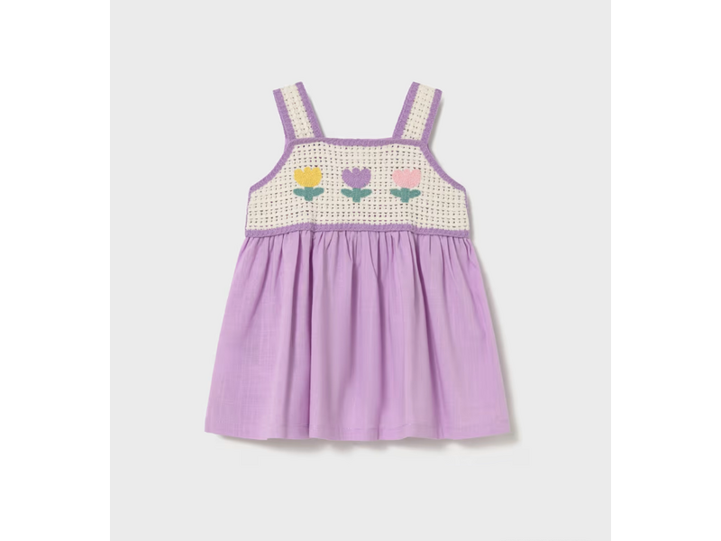 Mayoral Crochet Floral Dress - Lilac