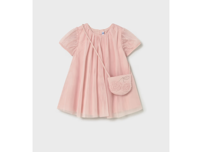 Mayoral Tulle Dress with Bag - Peony