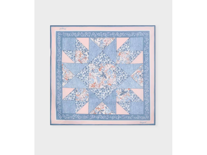 Mayoral T-shirt with Printed Neck Scarf - Bone/Sky Blue