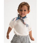 Mayoral T-shirt with Printed Neck Scarf - Bone/Sky Blue