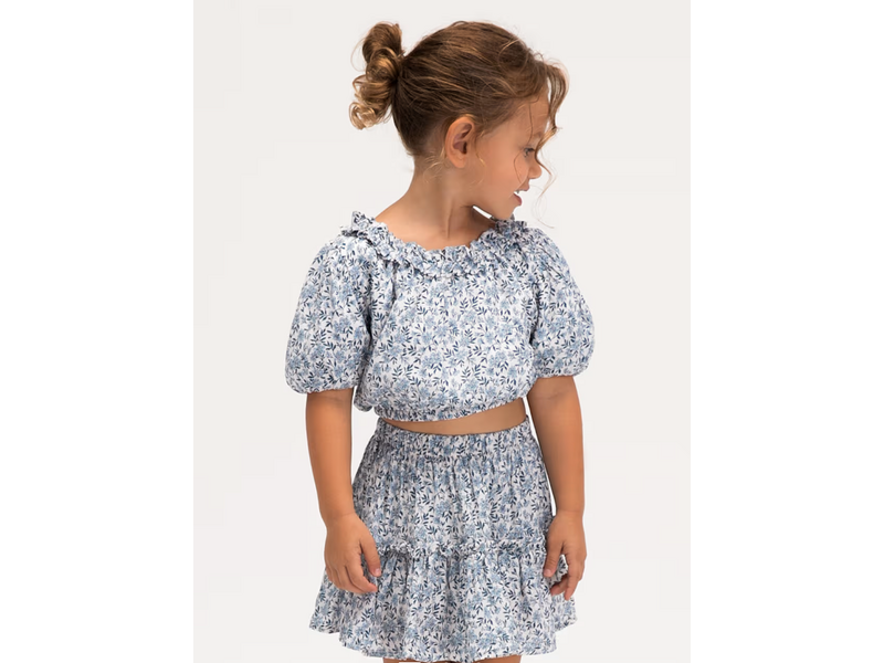 Mayoral Printed Floral Skirt - Sky Blue