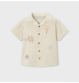 Mayoral Embroidered Button Down Shirt - Linen