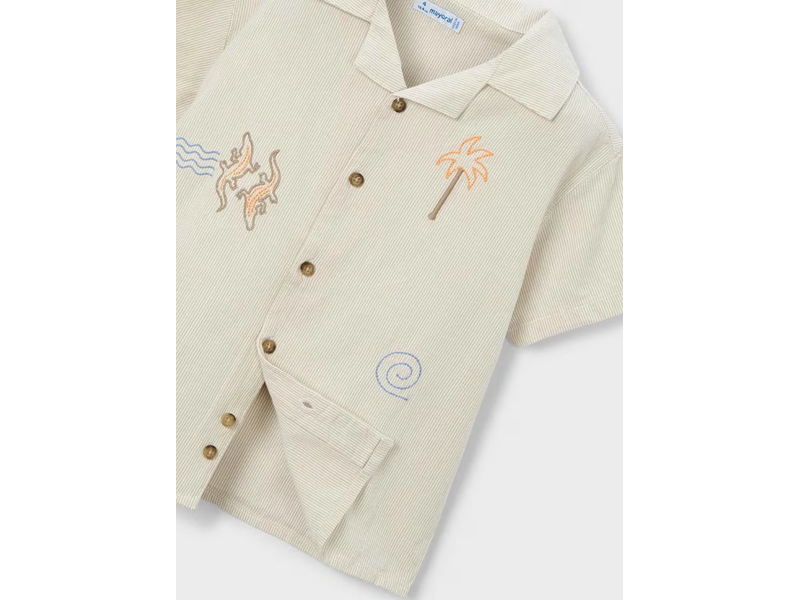 Mayoral Embroidered Button Down Shirt - Linen