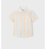 Mayoral Linen Stripe SS Shirt - Peach/Sky