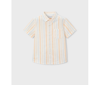 Linen Stripe SS Shirt - Peach/Sky