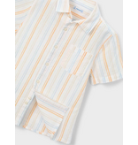 Mayoral Linen Stripe SS Shirt - Peach/Sky