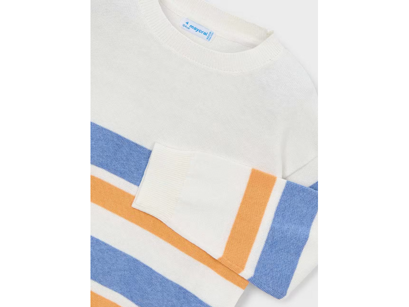 Mayoral Striped Sweater - Peach/Sky