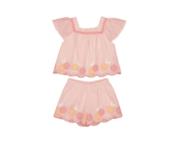 Embroidered Bermudas and Blouse Set - Blossom