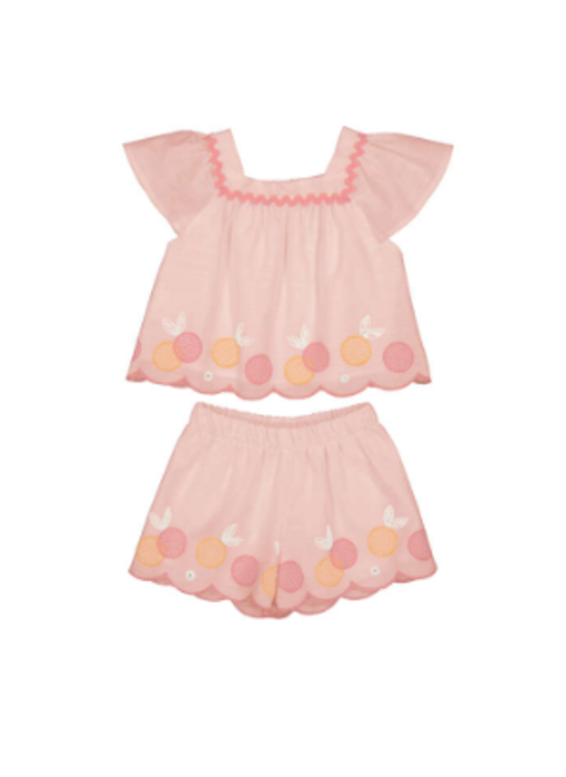 Embroidered Bermudas and Blouse Set - Blossom