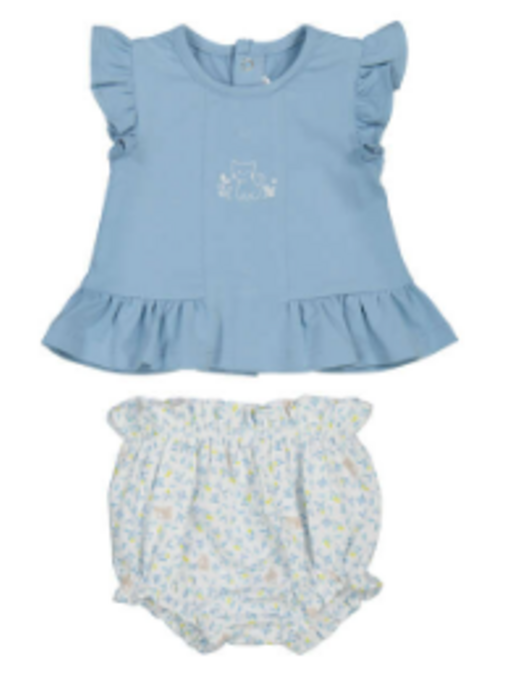 2 Piece Knit Set - Lagoon Top/Floral Bottom