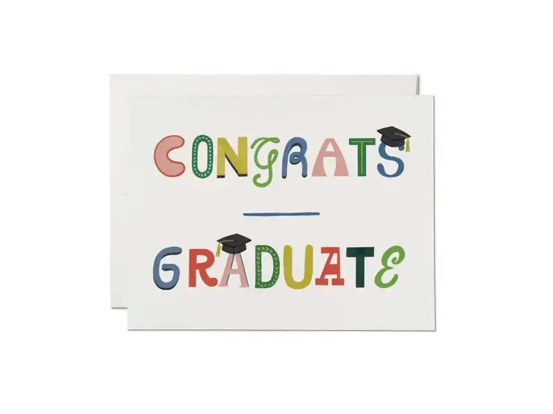 Red Cap Cards Graduate Typography Greeting Card