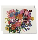 Red Cap Cards Happy Wedding Flowers Card