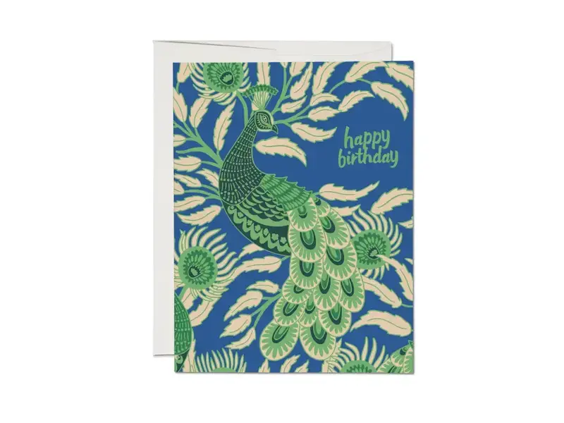 Red Cap Cards Birthday Peacock Greeting Card