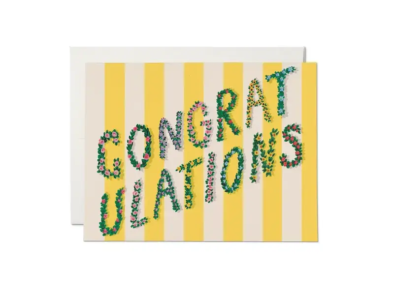 Red Cap Cards Yellow Stripes Congrats