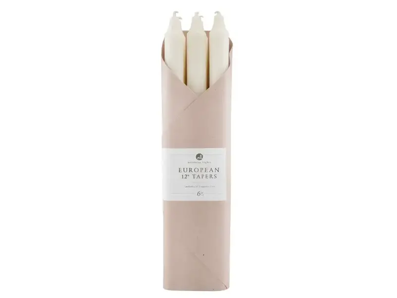 Northern Lights 12" Ivory Taper Candle - 6 Pc