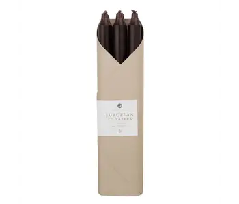 12" Espresso Taper Candles - 6 Pc