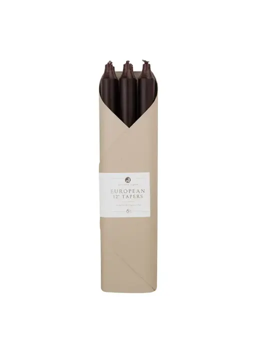 12" Espresso Taper Candles - 6 Pc