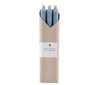 12" Prairie Blue Taper Candles - 6 Pc