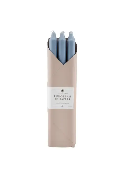 12" Prairie Blue Taper Candles - 6 Pc