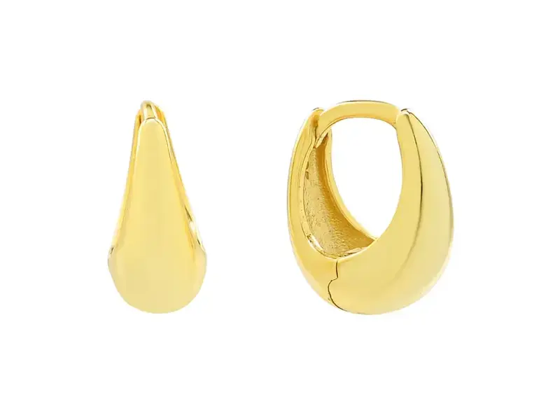 Ofina Jewelry Elongated Nugget Huggies, Gold Vermeil
