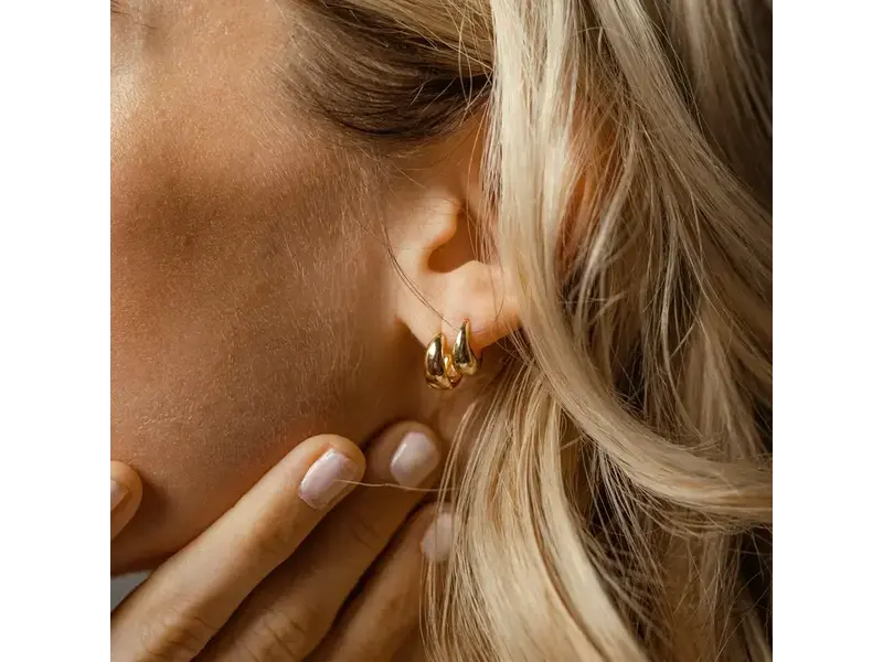 Ofina Jewelry Elongated Nugget Huggies, Gold Vermeil