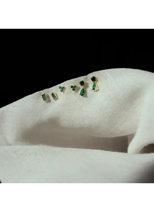 Bezelled Emerald Green CZ Studs
