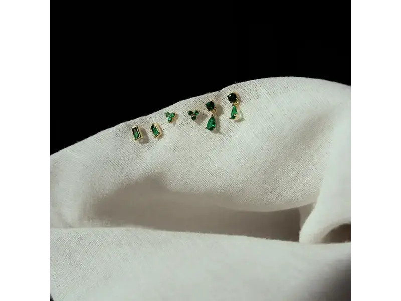 Ofina Jewelry Bezelled Emerald Green CZ Studs
