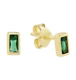 Ofina Jewelry Bezelled Emerald Green CZ Studs