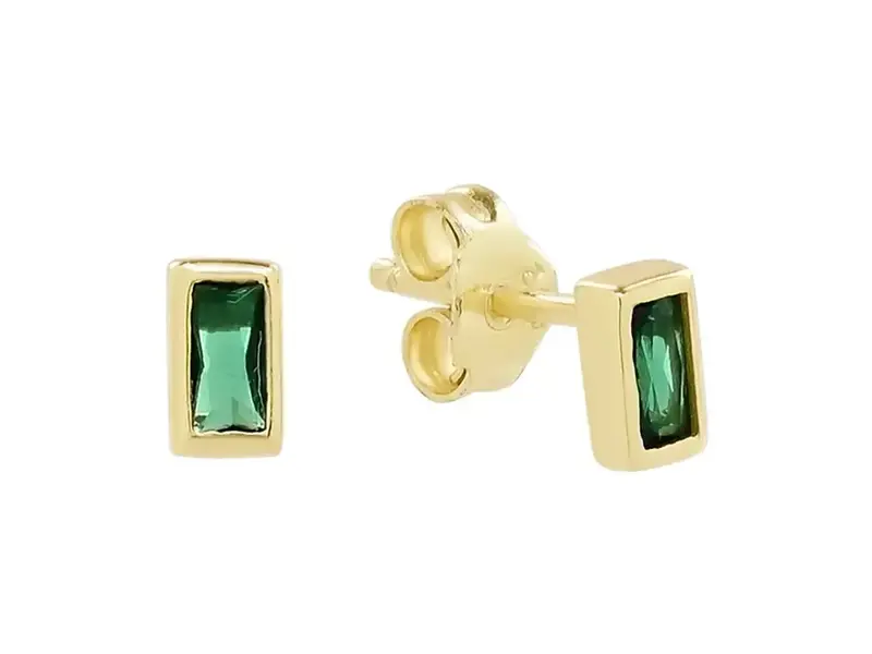 Ofina Jewelry Bezelled Emerald Green CZ Studs