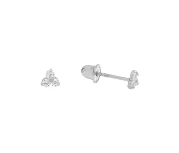 Tri-CZ Prong Studs, Sterling Silver