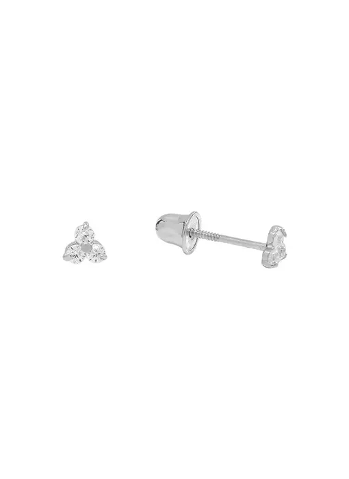 Tri-CZ Prong Studs, Sterling Silver
