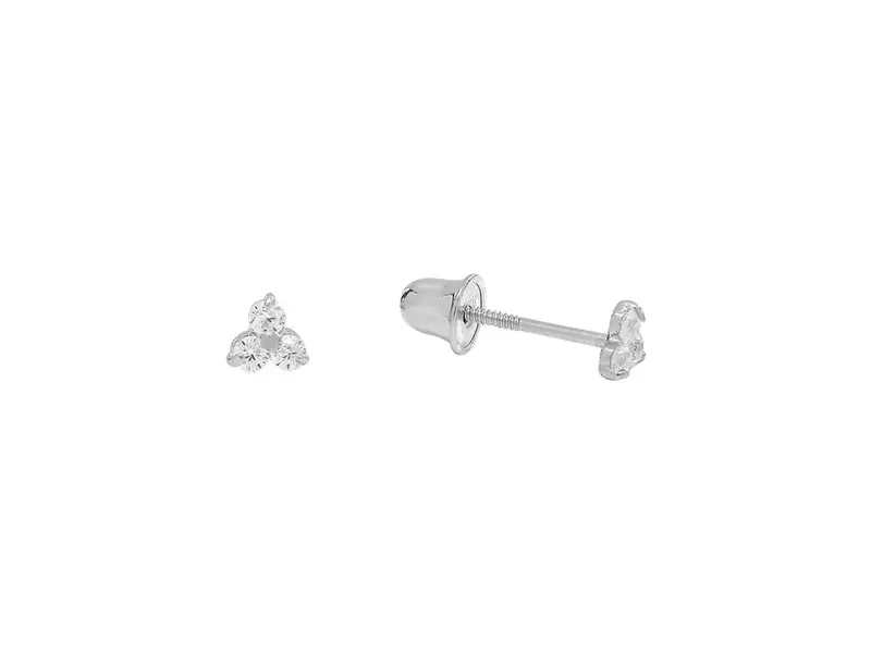 Ofina Jewelry Tri-CZ Prong Studs, Sterling Silver