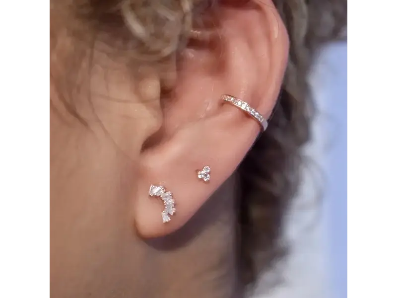 Ofina Jewelry Tri-CZ Prong Studs, Sterling Silver