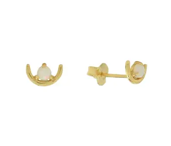 Opal Arc Studs, Gold Vermeil