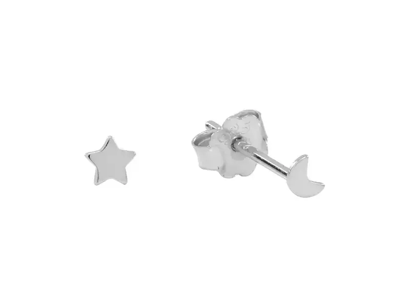 Ofina Jewelry Tiny Moon * Studs, Sterling Silver