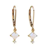 Ofina Jewelry Square Prong Opal & CZ Leverback GF Earrings