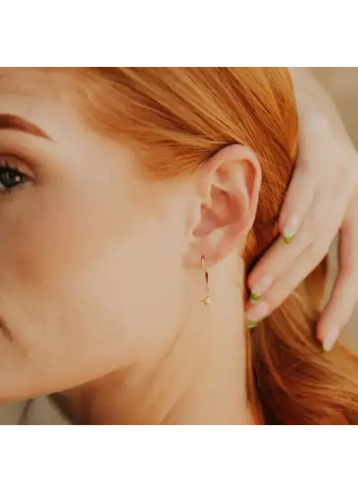 Sun Ray GF Leverback Earrings, Opal