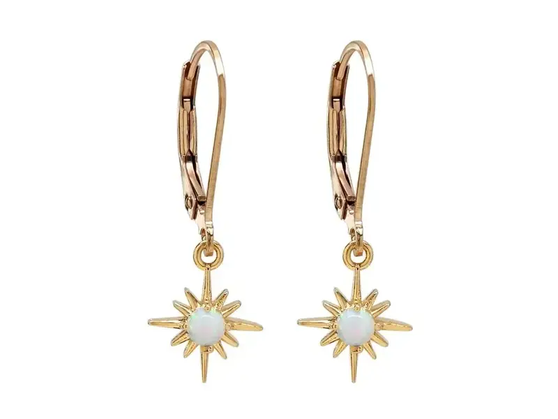Ofina Jewelry Sun Ray GF Leverback Earrings, Opal