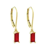 Ofina Jewelry Tiny Red Emerald Leverback GF Earrings