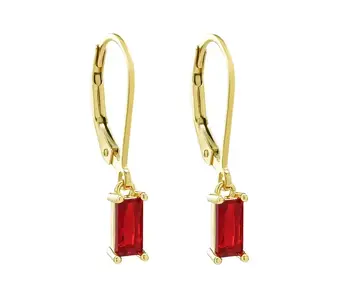 Tiny Red Emerald Leverback GF Earrings