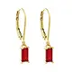 Tiny Red Emerald Leverback GF Earrings