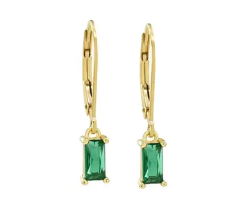Tiny Green Emerald Leverback GF Earrings