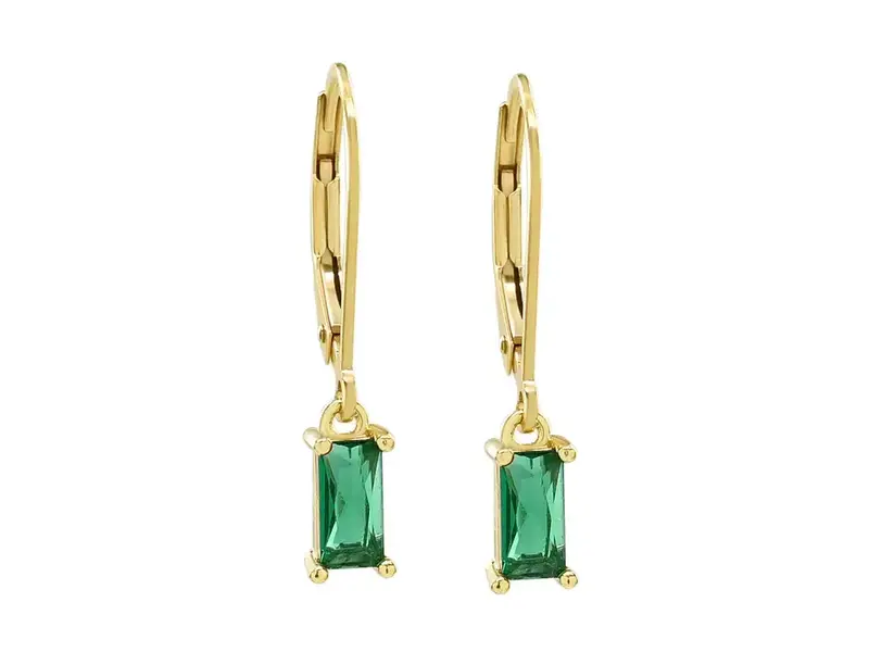 Ofina Jewelry Tiny Green Emerald Leverback GF Earrings