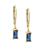Ofina Jewelry Tiny Blue Emerald Leverback GF Earrings