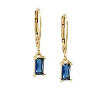 Tiny Blue Emerald Leverback GF Earrings